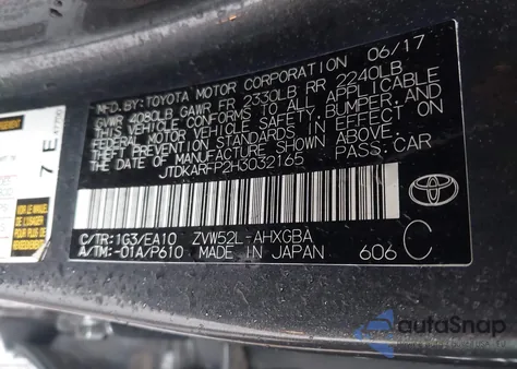2017 Toyota Prius Prime Advanced z USA, uszkodzony, nr VIN JTDKARFP2H3032165